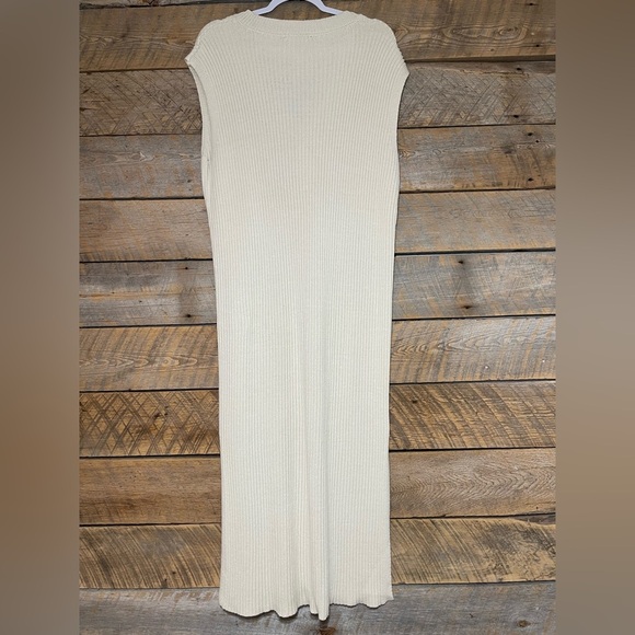 Eloquii Sz 18/20 Sleeveless Sweater Ribbed Midi Dress Cream Neutral Stretchy - Picture 4 of 14